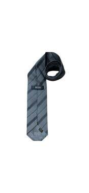 Hugo Boss Silk Striped Tie Grey Silver Made in Italy